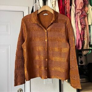 JOLIE MINE PARIS marigold mustard yellow pleated button up oversized vintage